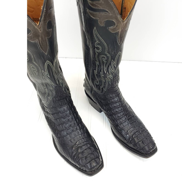 Lucchese  10D Custom Hornback Caiman Burnished Mad Dog Goat Shaft Cowboy Boots - Picture 13 of 13